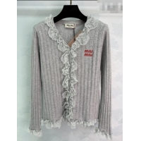 ​Top Design Miu Miu Wool Blend Cardigan MM020615 Grey 2026