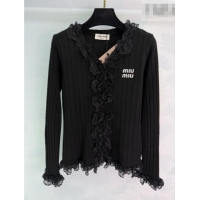Top Quality Miu Miu Wool Blend Cardigan MM020615 Black 2026