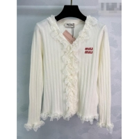Luxury Discount Miu Miu Wool Blend Cardigan MM020615 White 2026