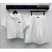 ​Famous Brand Miu Miu Linen Cotton Shirt and Skirt Set MM020618 White 2026