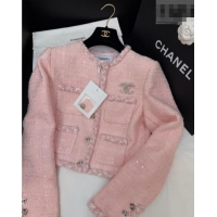 ​Best Price Chanel Tweed Cardigan CH020602 Light Pink 2026