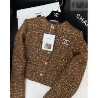 ​New Fashion Chanel Tweed & Sequins Cardigan CH020602 Brown 2026