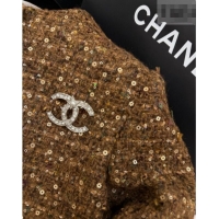 ​New Fashion Chanel Tweed & Sequins Cardigan CH020602 Brown 2026