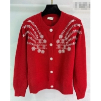 Top Grade Celine Wool Cardigan with Sequins CE020601 Red 2026