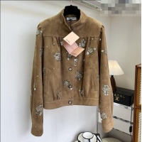 ​Original Cheap Miu Miu Suede Jacket V030306 Brown 2026