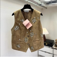 ​Luxury Discount Miu Miu Suede Vest V030307 Brown 2026