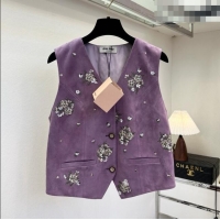 ​Buy Cheapest Miu Miu Suede Vest V030311 Purple 2026