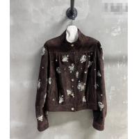 Grade Quality Miu Miu Suede Jacket V030313 Dark Brown 2026