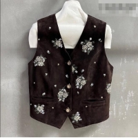 Best Price Miu Miu Suede Vest V030315 Dark Brown 2026