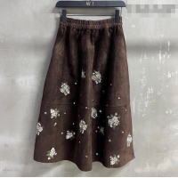 ​New Release Creation Miu Miu Suede Skirt V030316 Dark Brown 2026