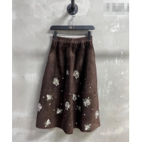 ​New Release Creation Miu Miu Suede Skirt V030316 Dark Brown 2026