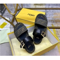 Best Price Fendi Feel Flat Slides Sandal in FF Fabric and Leather FE030201 0302003