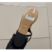 Purchase Fendi Delfina Flat Thong Sandals in Embossed Leather FE030201 Dark Brown 2026