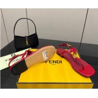 Shop Cheap Fendi Delfina Flat Thong Sandals in Embossed Leather FE030201 Red 2026