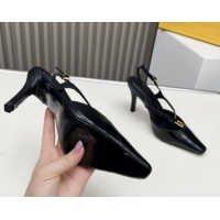 Luxury Fendi FFold Heel Sandals in Eel Embossed Leather FE030202 Black 2026