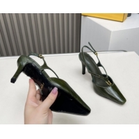 Most Popular Fendi FFold Heel Sandals in Eel Embossed Leather FE030202 Green 2026