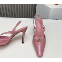 Luxurious Fendi FFold Heel Sandals in Eel Embossed Leather FE030202 Pink 2026