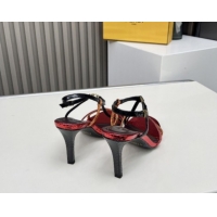 Best Product Fendi FFold Heel Sandals 8.5cm in Printed Leather FE030203 Metallic Red 2026