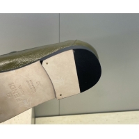 Pretty Style Fendi Baguette Flat Loafers in Leather FE121603 Green 2026