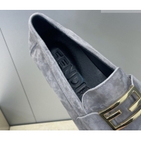 Low Price Fendi Baguette Flat Loafers in Leather FE121603 Suede Grey 2026