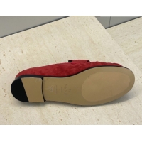 Best Price Fendi Baguette Flat Loafers in Leather FE121603 Suede Red 2026