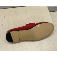 Pretty Style Fendi Baguette Flat Loafer Mules in FE121603 Suede Red 2026