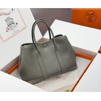 Discount Hermes Garden Party Bag 30cm in Grained Leather 31001 Cloud Grey 2026 (Half Handmade)