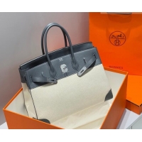 Famous Brand Hermes Birkin 35cm Bag in Canvas and Swift Calfskin Leather H0035 Slate Grey/Silver 2026