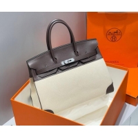 Traditional Discount Hermes Birkin 35cm Bag in Canvas and Swift Calfskin Leather H0035 Ebony 2026