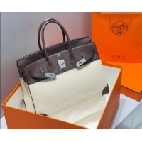 Traditional Discount Hermes Birkin 35cm Bag in Canvas and Swift Calfskin Leather H0035 Ebony 2026