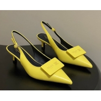 Best Price Celine Signature Slingbacks Pump 5cm in Lambskin Leather 0227002 Yellow 2026