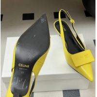 Best Price Celine Signature Slingbacks Pump 5cm in Lambskin Leather 0227002 Yellow 2026