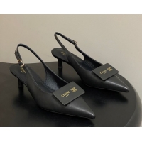 Purchase Celine Signature Slingbacks Pump 5cm in Lambskin Leather 0227003 Black 2026