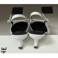 Good Quality Celine Signature Slingbacks Pump 5cm in Lambskin Leather 0227004 White 2026