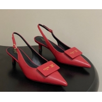 Popular Style Celine Signature Slingbacks Pump 5cm in Lambskin Leather 0227005 Red 2026