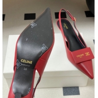 Popular Style Celine Signature Slingbacks Pump 5cm in Lambskin Leather 0227005 Red 2026