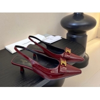 Luxurious Celine Bow Slingbacks Pump in Patent Leather Dark Burgundy 0227007 2026