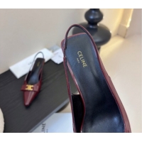 Luxurious Celine Bow Slingbacks Pump in Patent Leather Dark Burgundy 0227007 2026