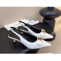 Classic Hot Celine Bow Slingbacks Pump in Patent Leather 0227008 White 2026