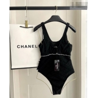 ​Classic Cheapest Chanel CC Allover Swimsuit 0723 Black 2025