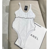 Pretty Style Chanel CC Allover Swimsuit 0723 White 2025