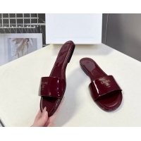 Purchase Celine Coast Flat Slides Sandal in Patent Leather 0227015 Burgundy 2026