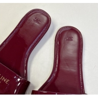 Purchase Celine Coast Flat Slides Sandal in Patent Leather 0227015 Burgundy 2026