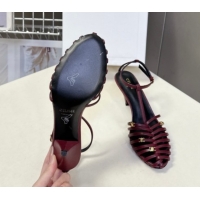 Classic Celine Cage Heeled Sandals 6cm in Calfskin Leather Dark Burgundy 0227021 2026