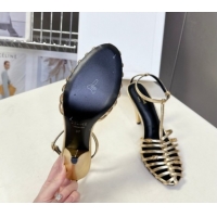 Discount Celine Cage Heeled Sandals 8cm in Calfskin Leather Gold 0227024 2026