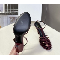 Durable Celine Cage Heeled Sandals 8cm in Calfskin Leather 0227026 Dark Burgundy 2026