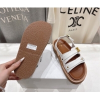 Top Grade Celine Tippi Triomphe Flat Sandals in Calfskin Leather 0227031 White 2026