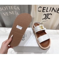 Low Price Celine Tippi Triomphe Flat Sandals in Calfskin Leather 0227031 White 2026