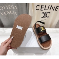 Purchase Celine Tippi Triomphe Flat Sandals in Calfskin Leather 0227031 Black 2026