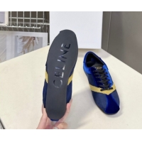 Luxurious Celine The Flat Sneakers in Gros Grain, Velvet, Suede and Leather 0227042 Blue/Yellow 2026